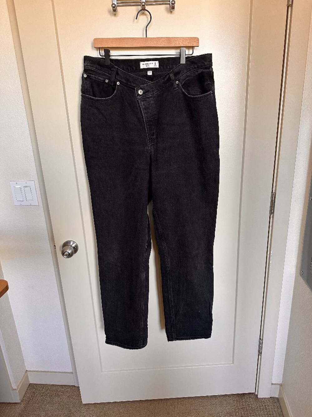 Black Curve Love Asymmetrical Waist High Rise Dad Jean